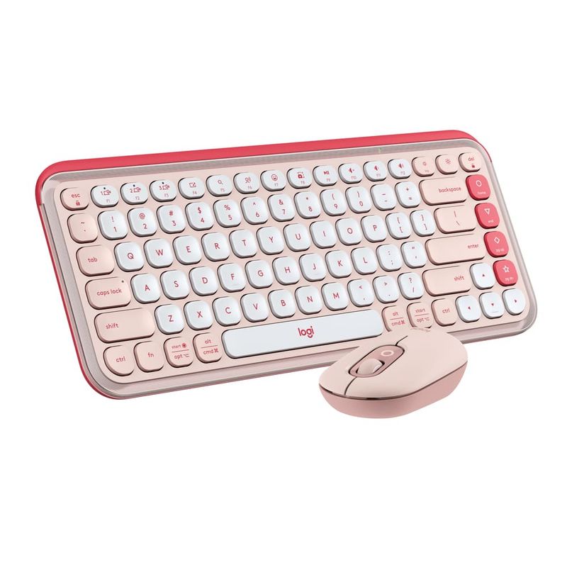 LOGITECH - Combo Teclado Y Mouse Bluetooth Logitech Pop Icon Rosado