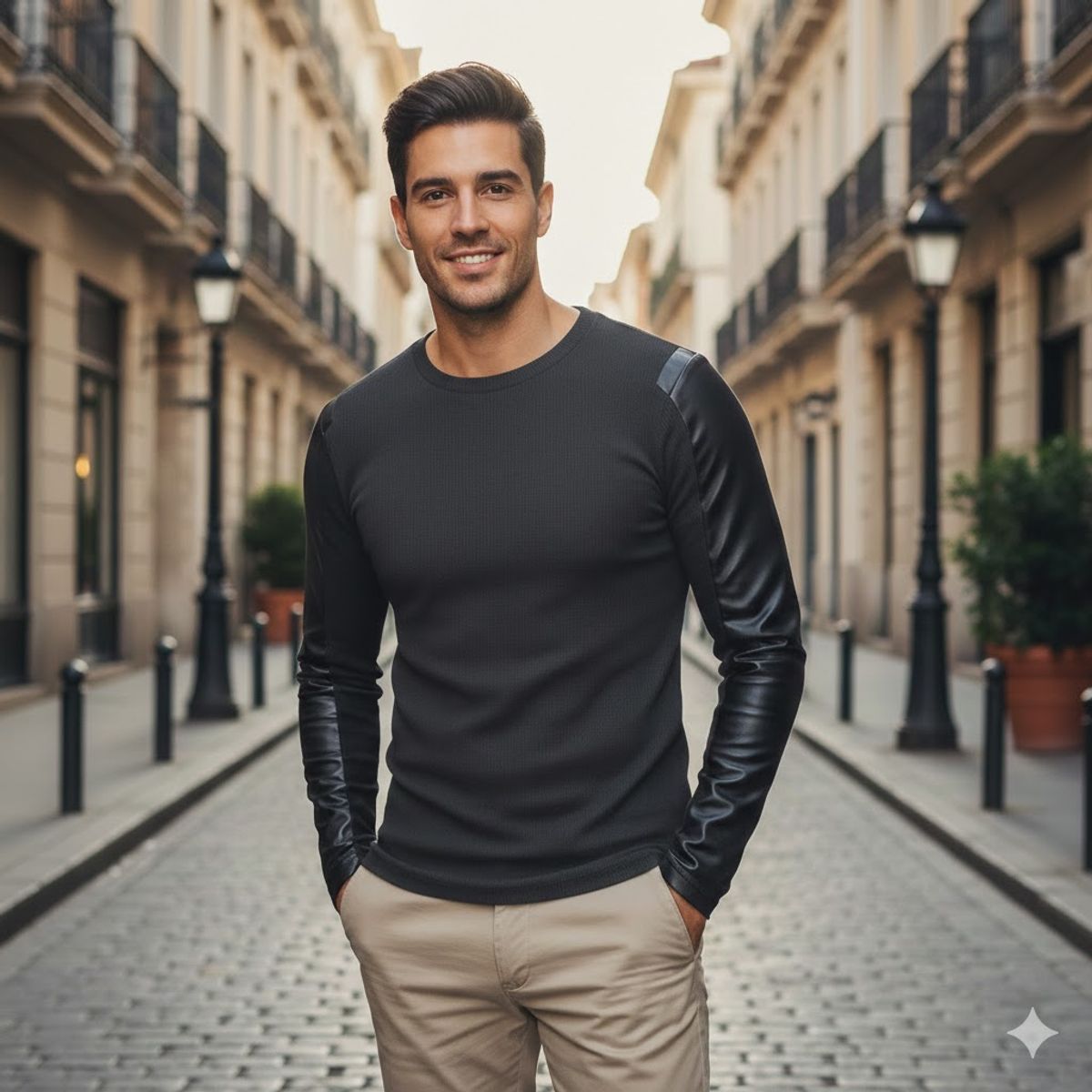 THE CLOTHING COMPANY - Sweater Buzo Hombre Cuero y Rib Buso