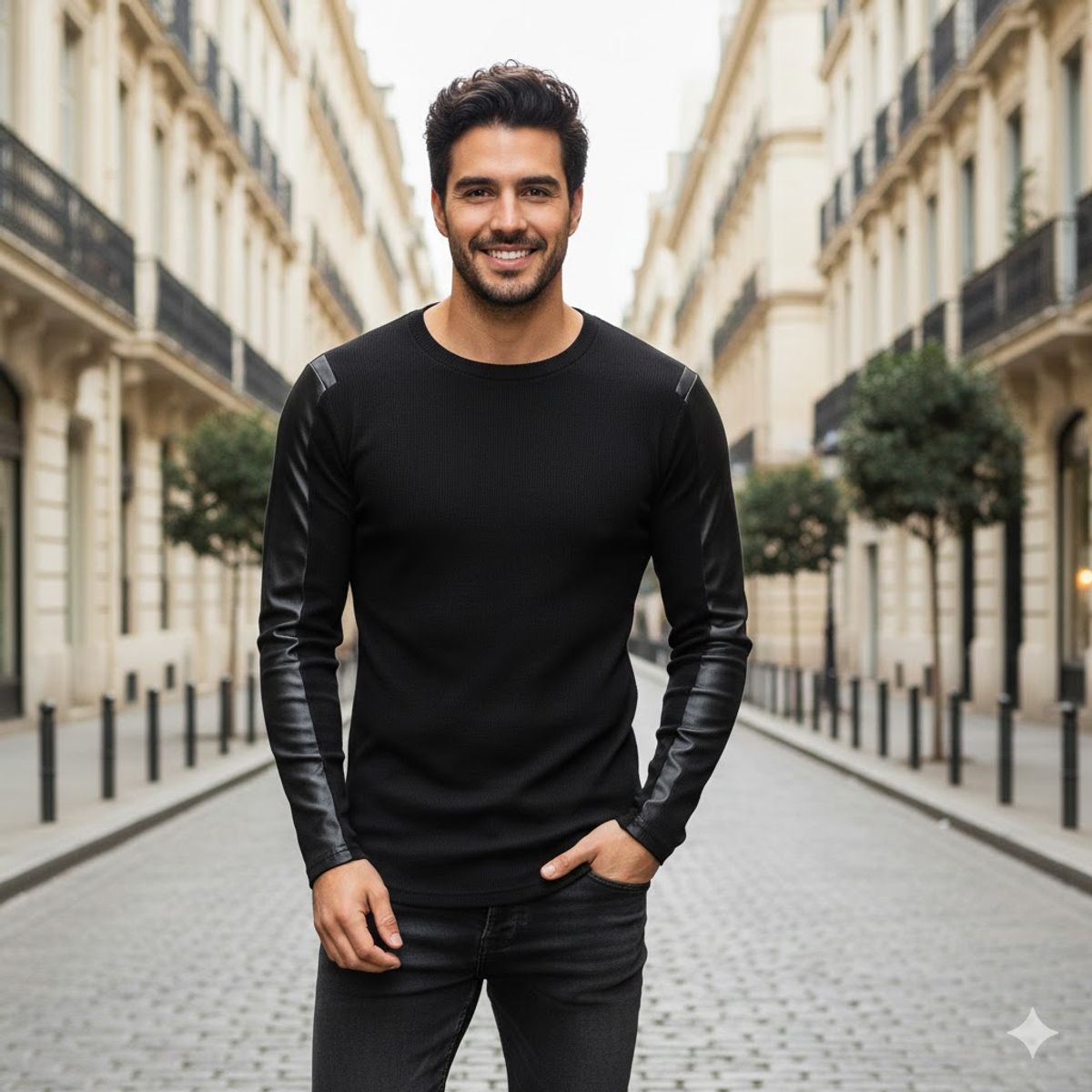 THE CLOTHING COMPANY - Sweater Buzo Hombre Cuero y Rib Buso