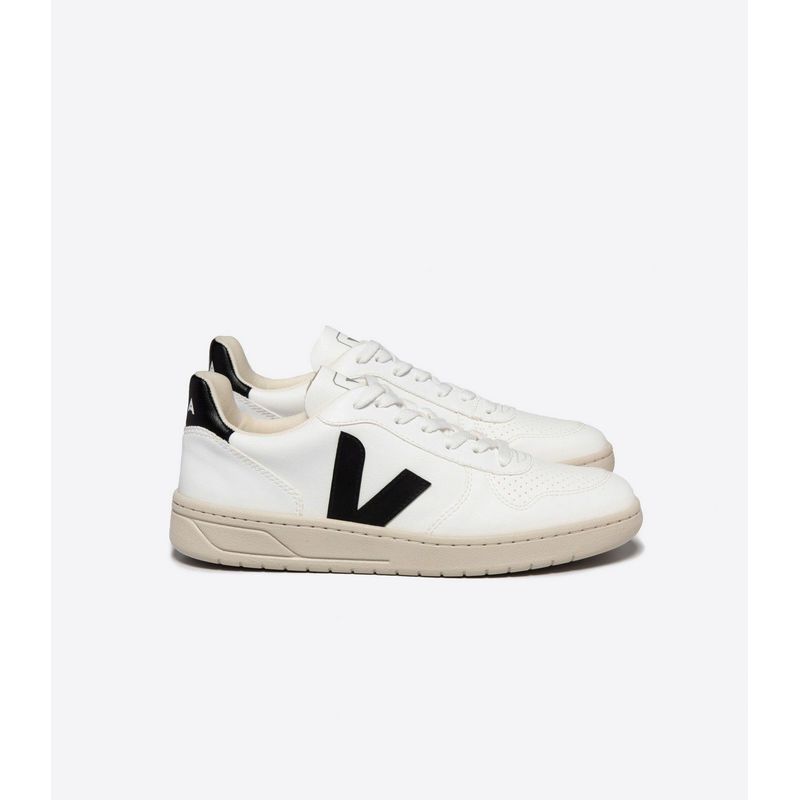VEJA - Tenis veja de mujer  v-10 white black VEJA Blanco ZAVX0702901ABLK