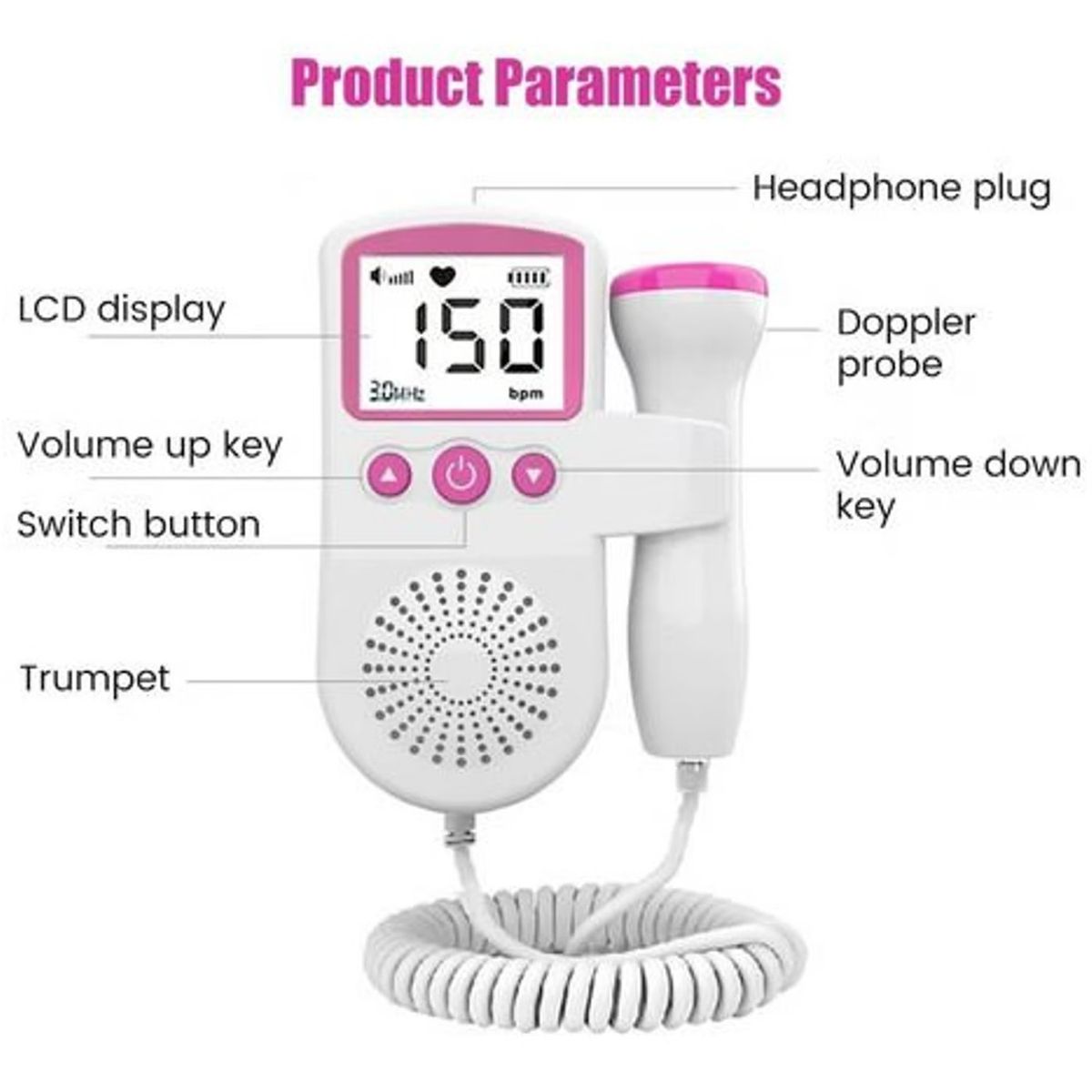 ONE PIXEL - Detector De Frecuencia Cardíaca Portátil Doppler ONE PIXEL