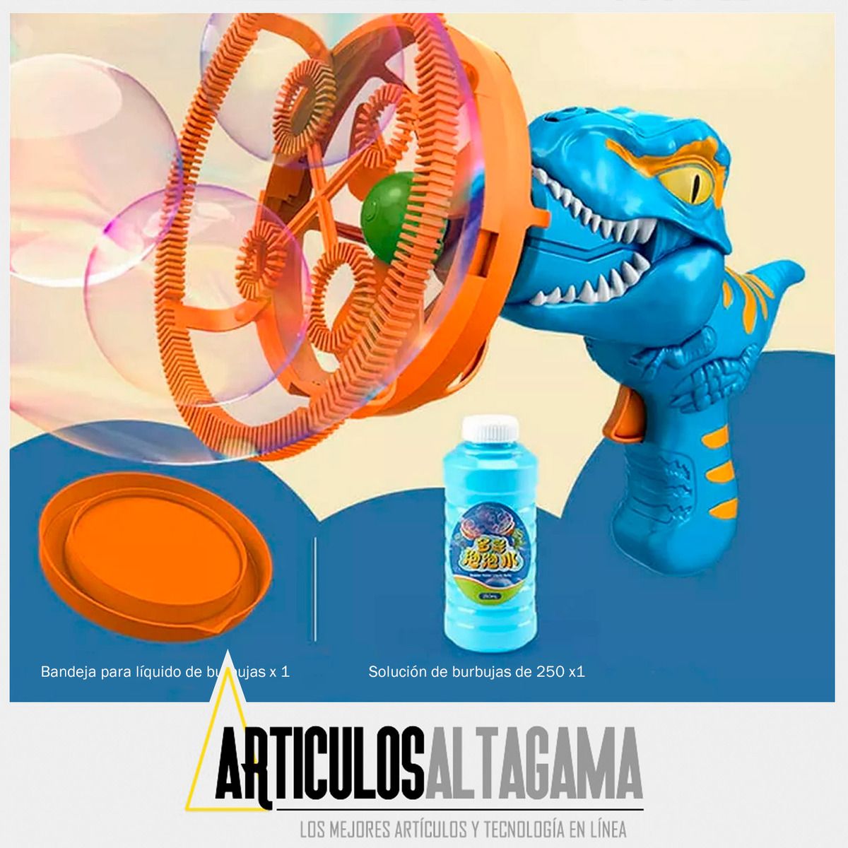 XALTA - Pistola De Burbujas Grandes Estilo Dinosaurio Rex Juguete