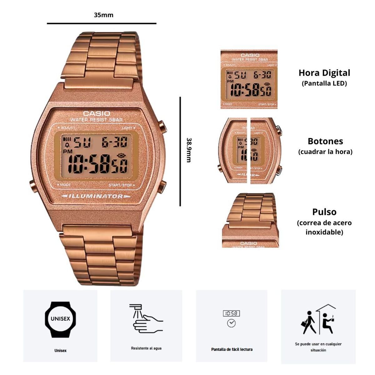 CASIO - Reloj Casio B640WC-5A Diseño Vintage