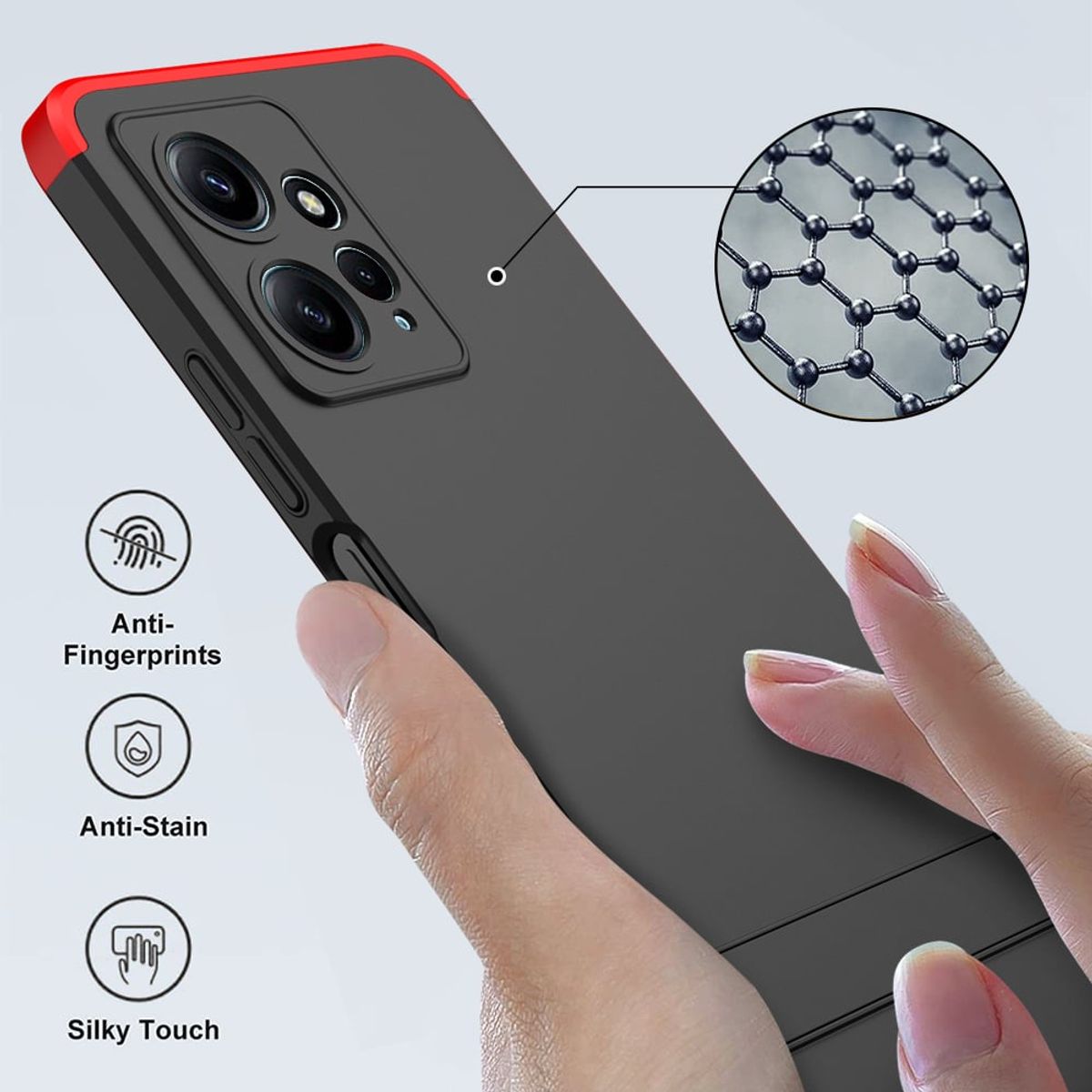 GENERICO - Funda Carcasa Estuche Protector Para Redmi note 12 4g Negro Rojo