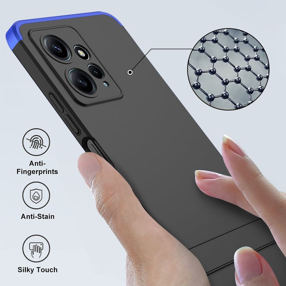 GENERICO - Funda Carcasa Estuche Protector Para Redmi note 12 4g Negro Azul