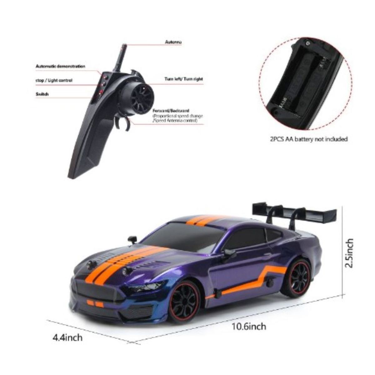 GENERICO - Carro Control Remoto GT Drift Car RC 4WD Sport Ricing