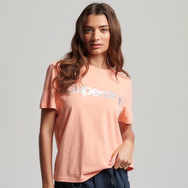 SUPERDRY - Camiseta Para Mujer Metallic Core Superdry