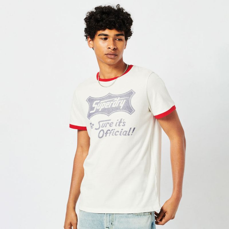 SUPERDRY - Camiseta Manga Corta Para Hombre Vintage Americana Ringer Tee Superdry