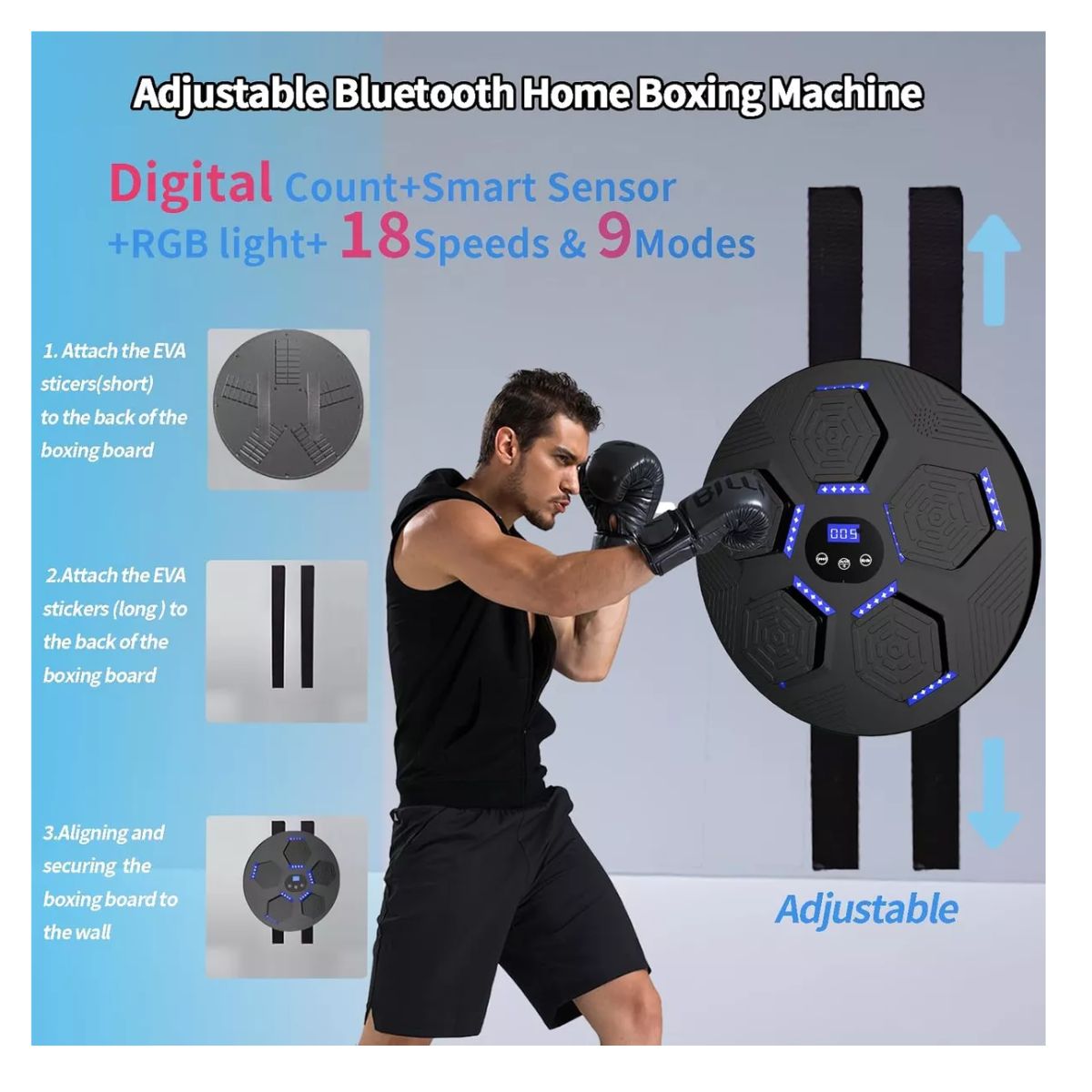 AFM - Máquina De Boxeo Musical Para Adultos Bluetooth Inteligente