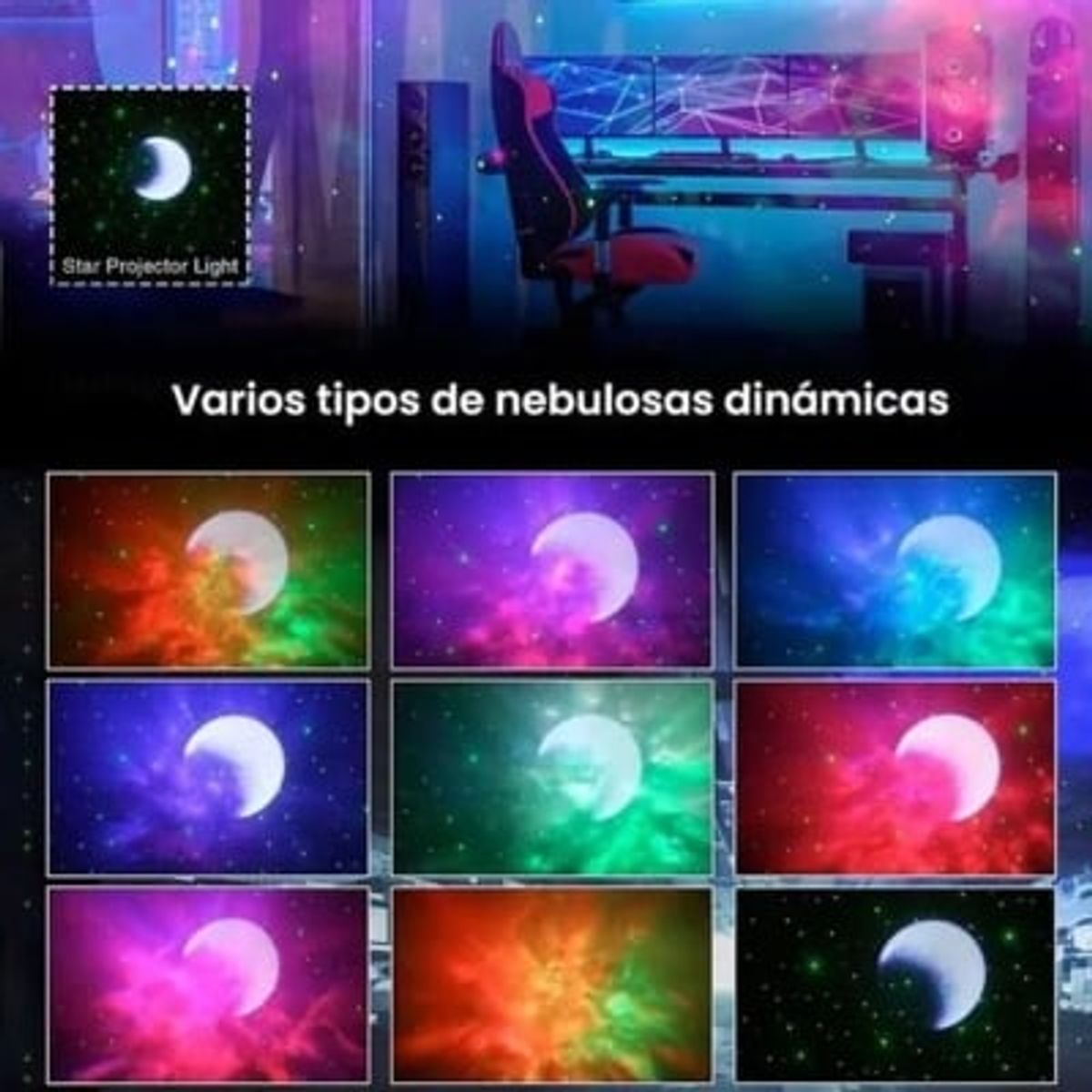 GENERICO - Lámpara Proyector Astronauta De Galaxias Nebulosa Bluetooth