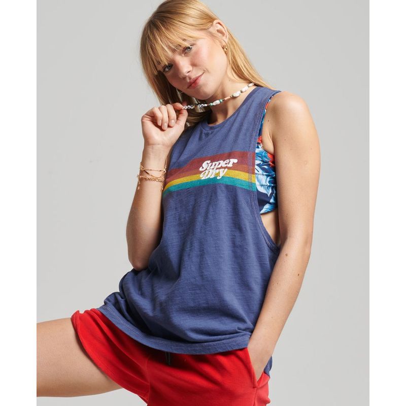 SUPERDRY - Camiseta Para Mujer Vintage Cali Stripe Vest Superdry