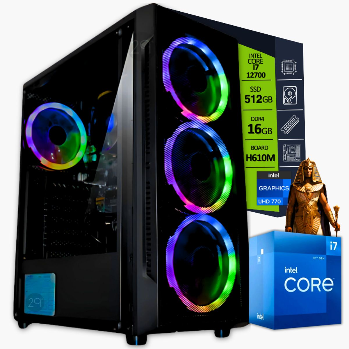 AMD - Pc Gamer Torre Intel Core I7 12700 Ram 16gb + Ssd 512gb m.2 + Obsequio