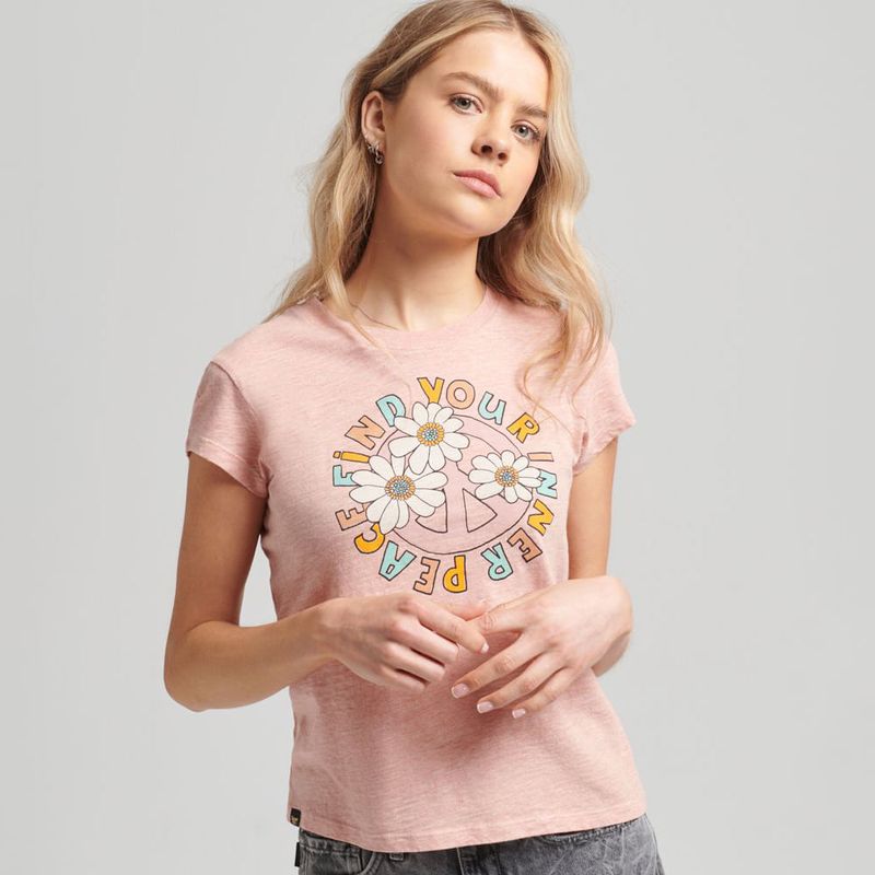 SUPERDRY - Camiseta Manga Corta Para Mujer Vintage 70'S Skinny Tee Superdry