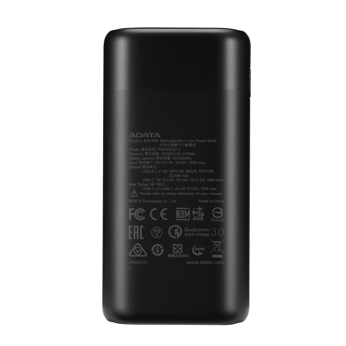 ADATA - Power Bank Adata 10000 Mah AP10000QCD Multi Carga - Negro
