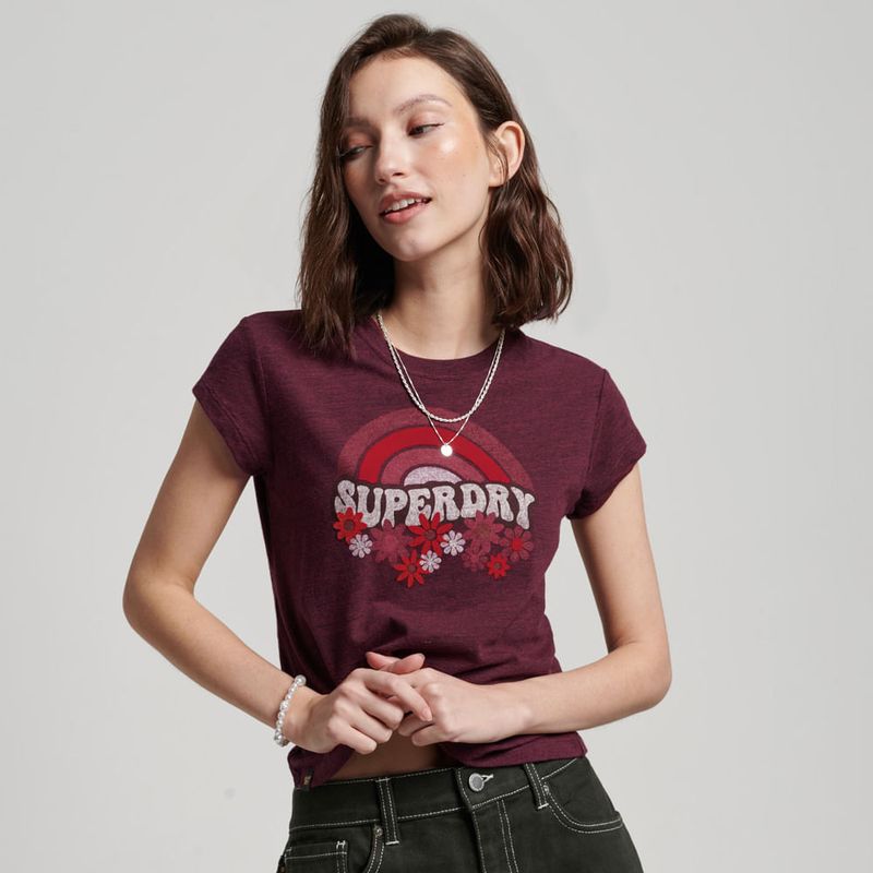 SUPERDRY - Camiseta Manga Corta Para Mujer Vintage 70'S Skinny Tee Superdry