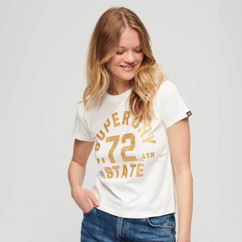 SUPERDRY - Camiseta Para Mujer College Scripted Graphic Superdry