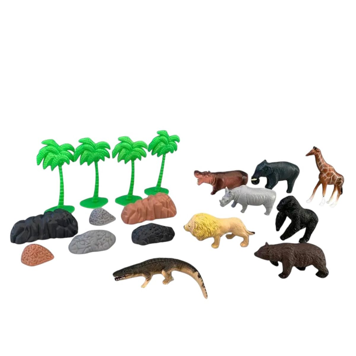 GENERICO - Set Animales Salvajes Plástico, 8Animales + 10 Accesorios