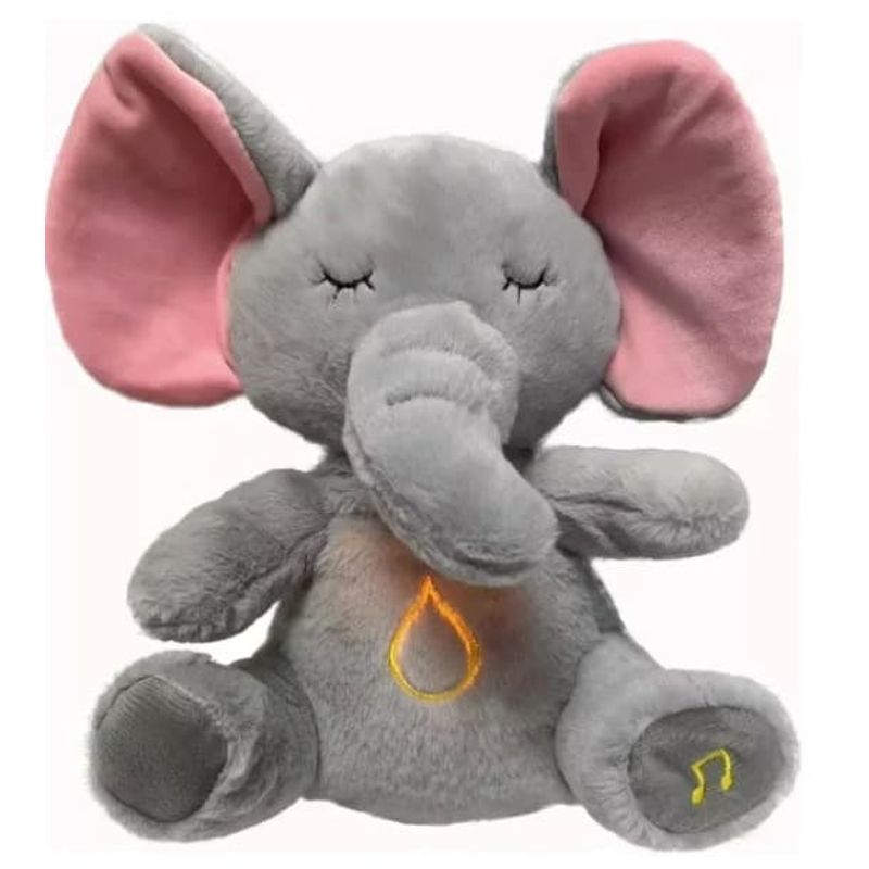 GENERICO - Peluche Elefante Respira Y Tranquiliza Sonido Gris Generico