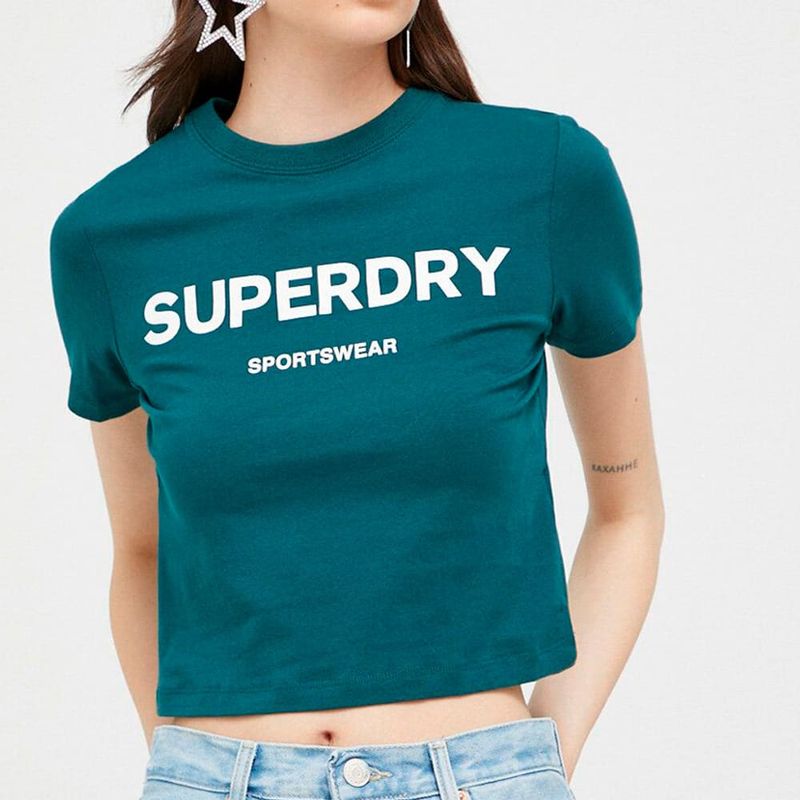 SUPERDRY - Camiseta Manga Corta Para Mujer Code Graphic Tiny Tee Superdry