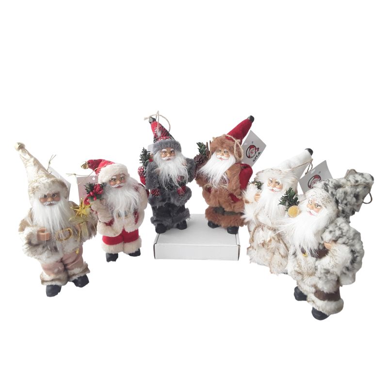 GENERICO - Papás Noel De Colgar X 6 Unidades De 17 Cms De Alto