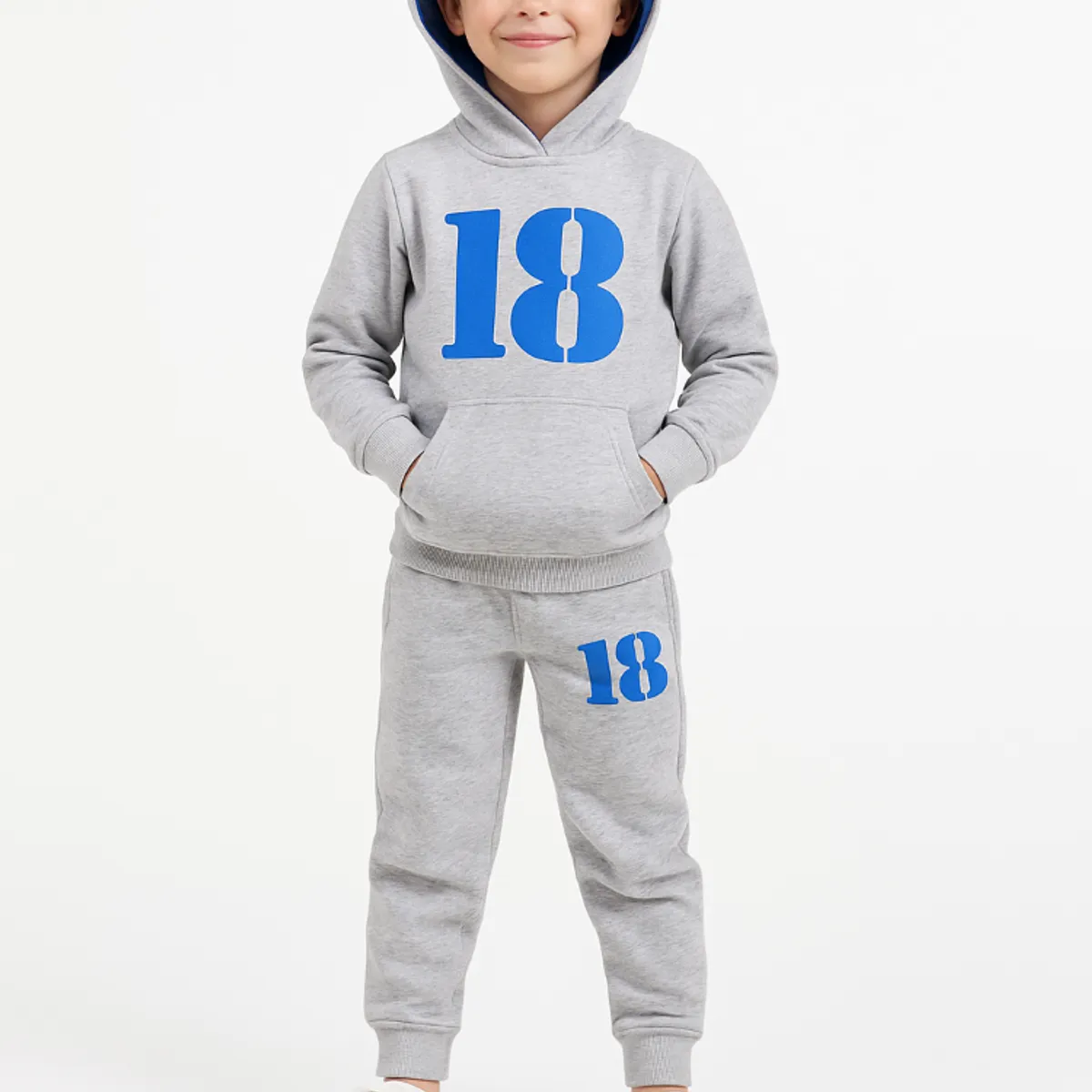 URBAN PLUS - conjunto niño buzo y pantalon 18 gris sudadera