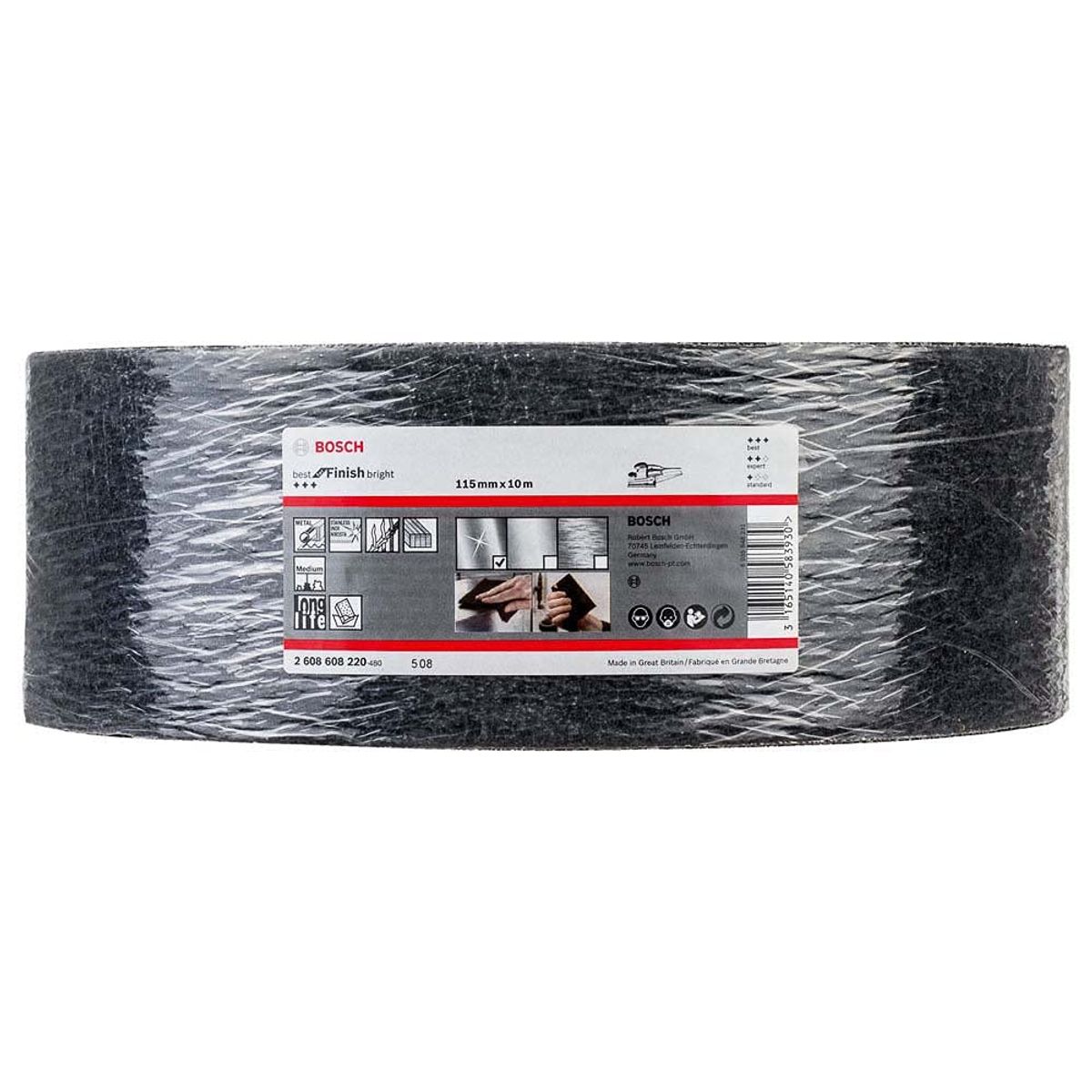 BOSCH - Rollo de Manta Abrasiva Bosch 115mm x 10m Grano Mediano