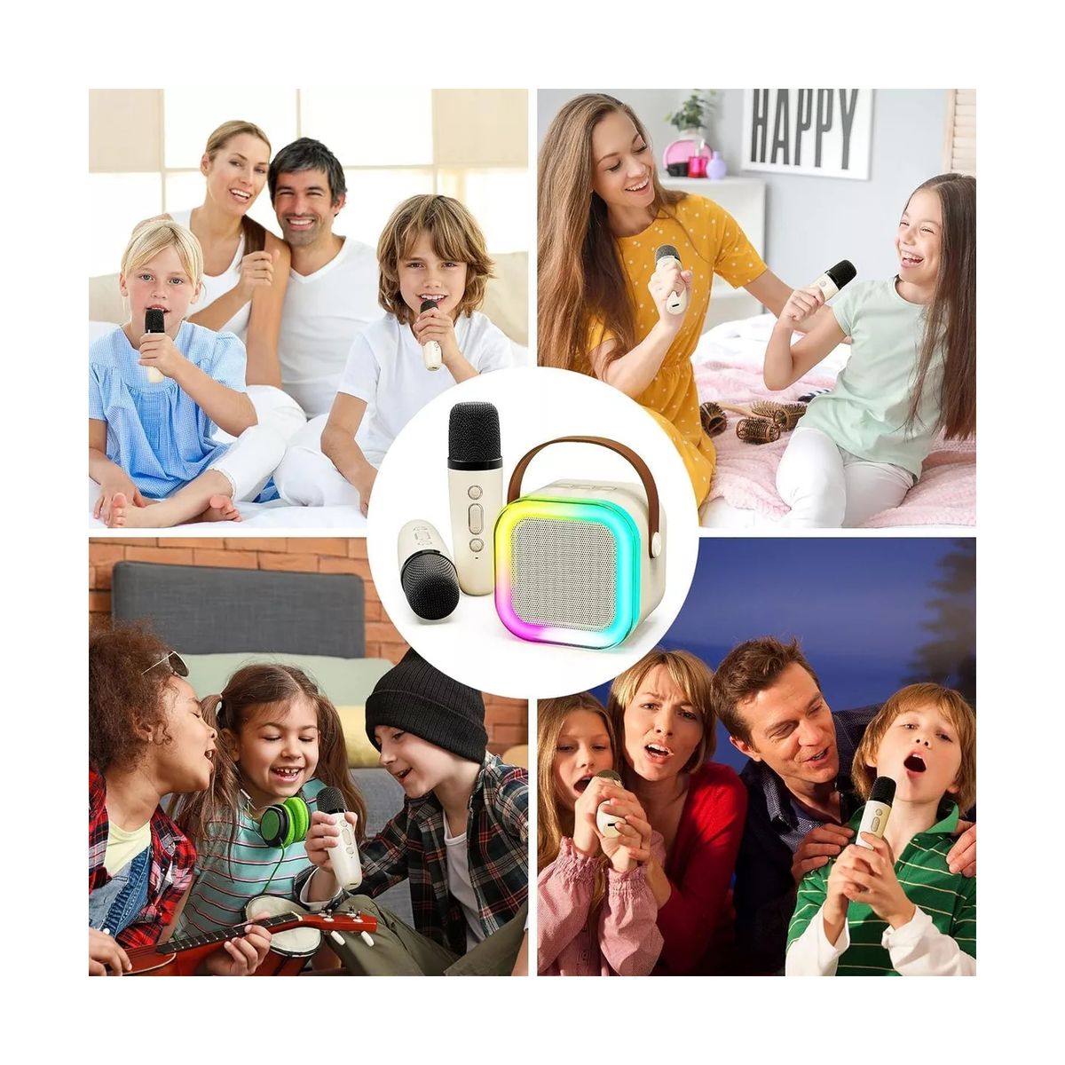 GENERICO - Set De Karaoke Portátil Para Niños Bluetooth 2microfonos K12