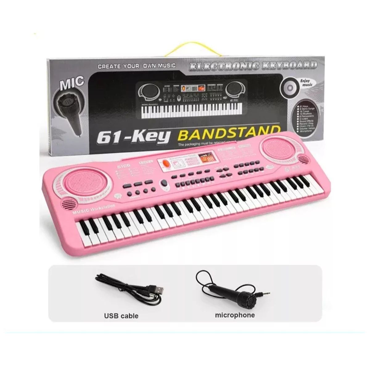 GENERICO - Piano Organeta Teclado Para Niñas 61 Teclas Rosado