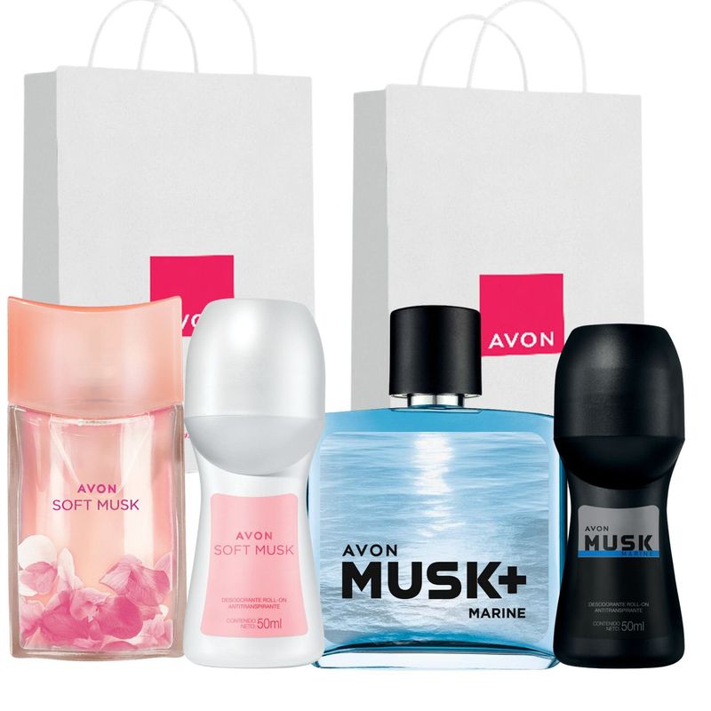 AVON - Kit Perfume Soft Musk + Musk Marine + 2 desodorantes