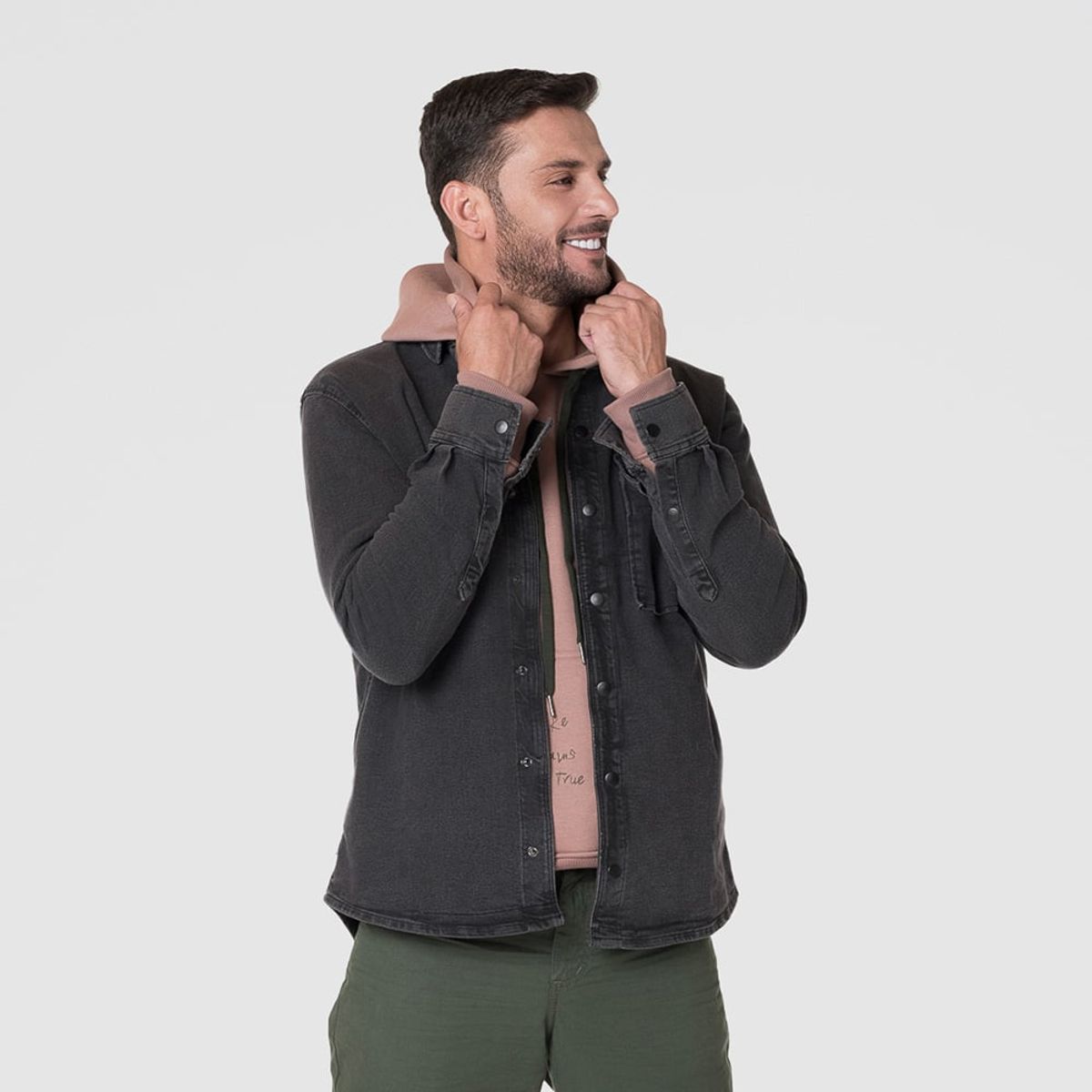 LEC LEE - Camichaqueta Denim Gris Oscuro