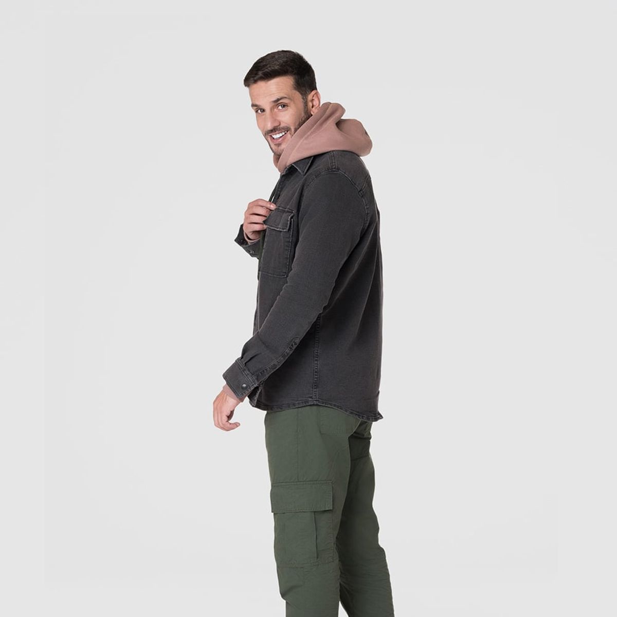 LEC LEE - Camichaqueta Denim Gris Oscuro