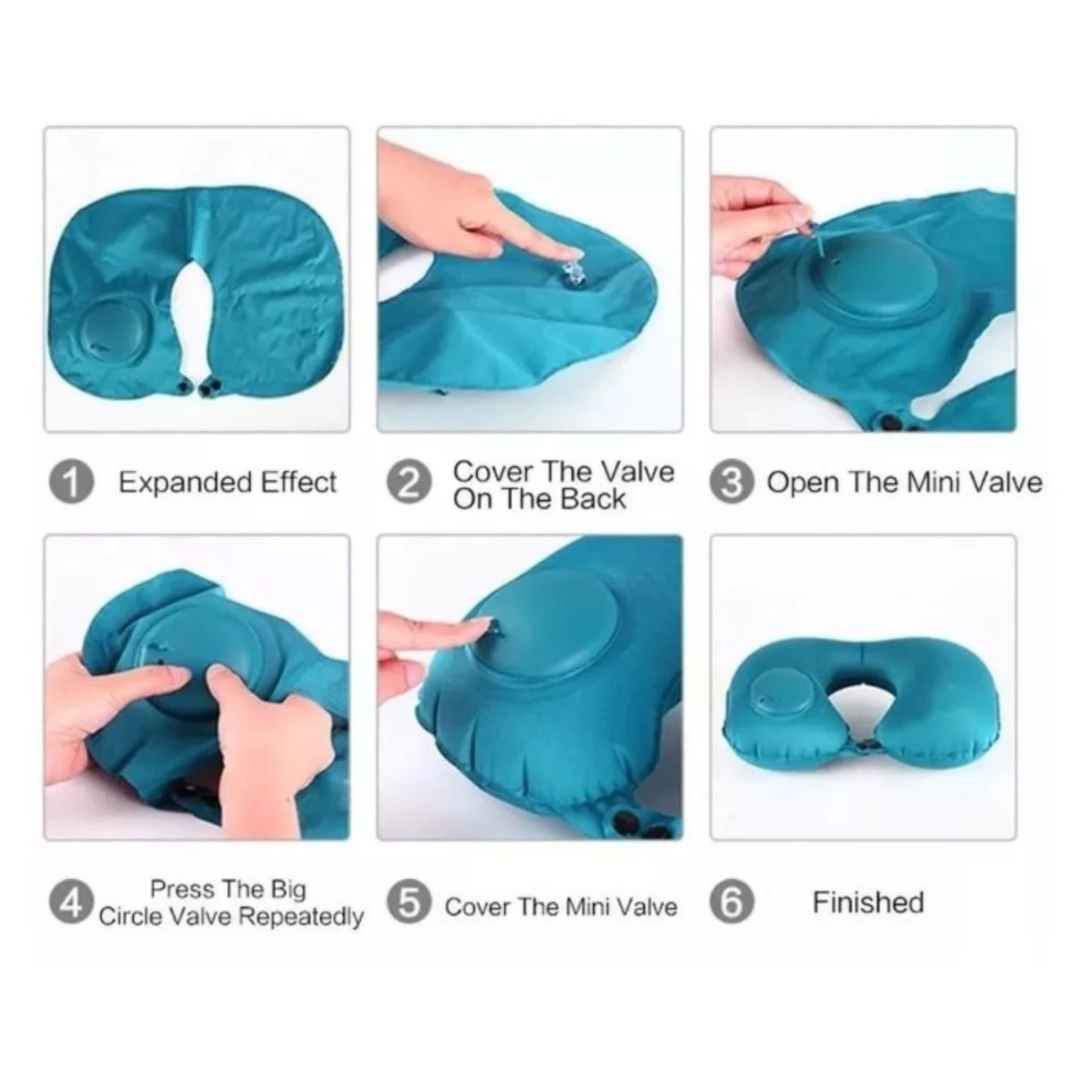 ONE PIXEL - Kit De Almohada De Viaje Inflable Más Antifaz Y Tapa Oídos Negra