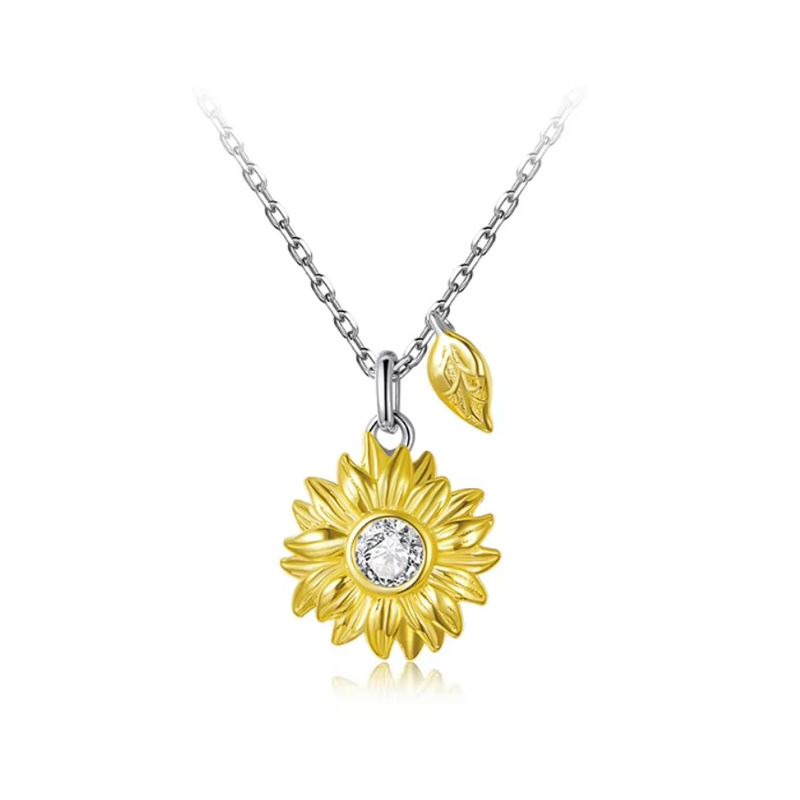 ALHAJAS - Collar Cadena Regalos Para Mujer Dije Flor Girasol Amor En Plata 925