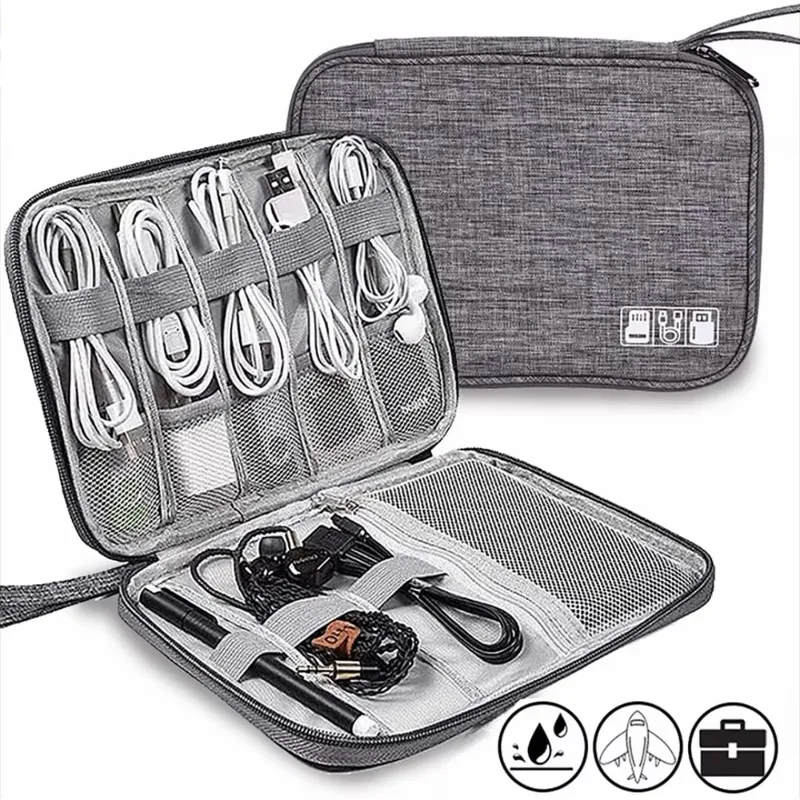 GENERICO - Estuche Organizador Cables Bolsa Viaje Almacenar Color Gris pequeña