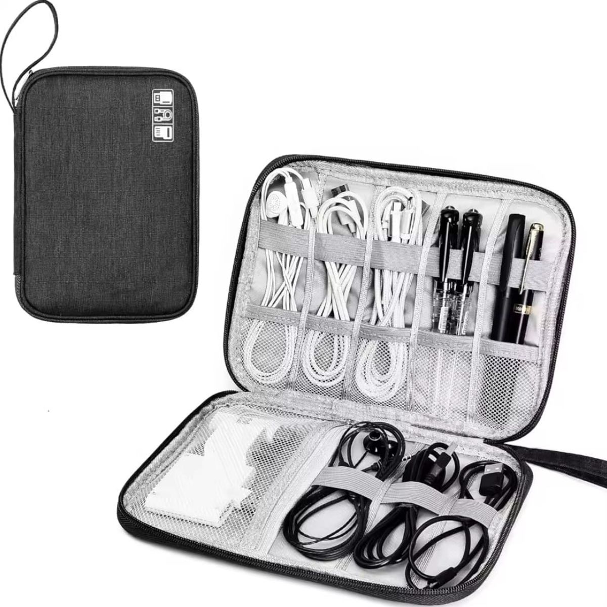 GENERICO - Estuche Organizador Cables Bolsa Viaje Almacenar Color negra pequeña