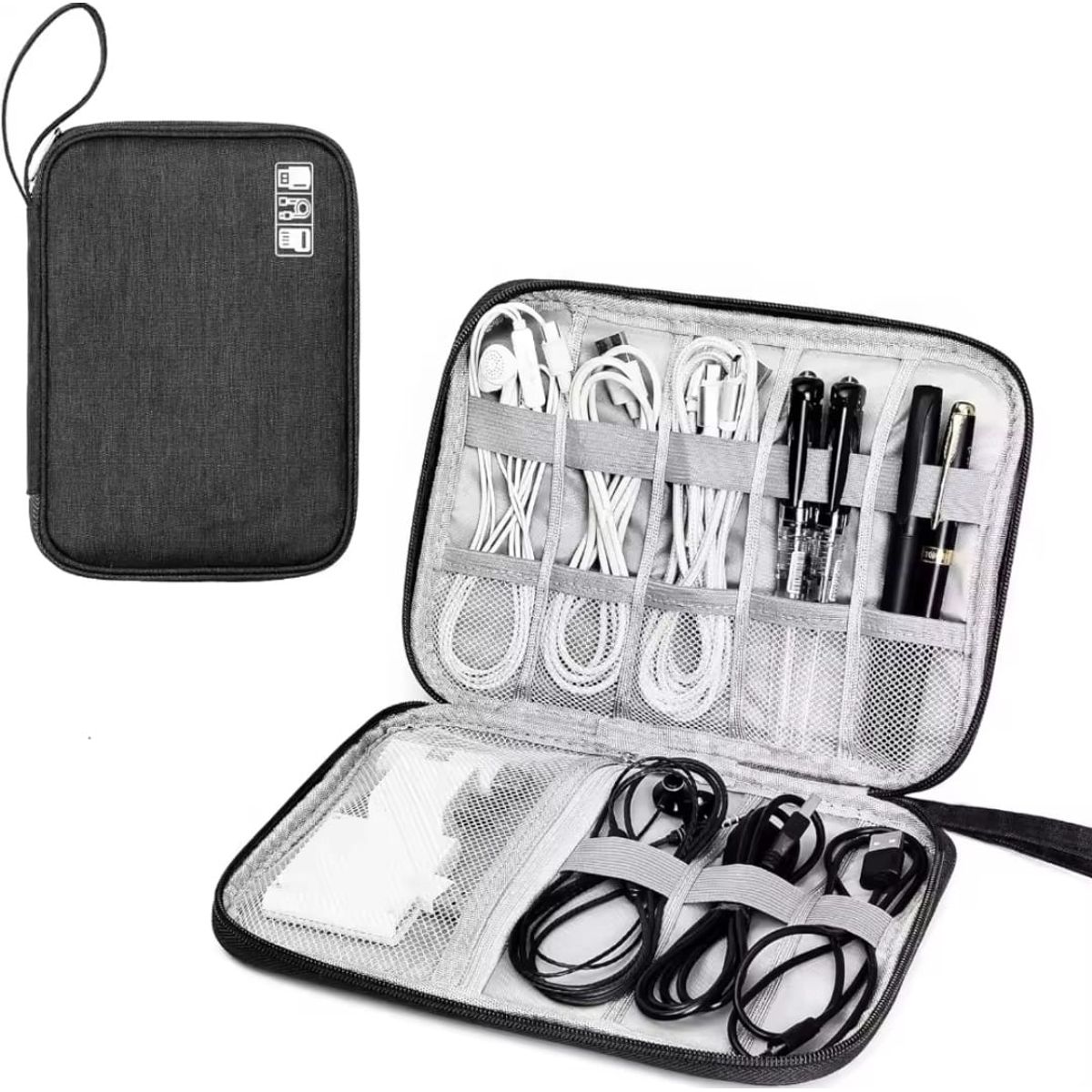 GENERICO - Estuche Organizador Cables Bolsa Viaje Almacenar Color negra pequeña