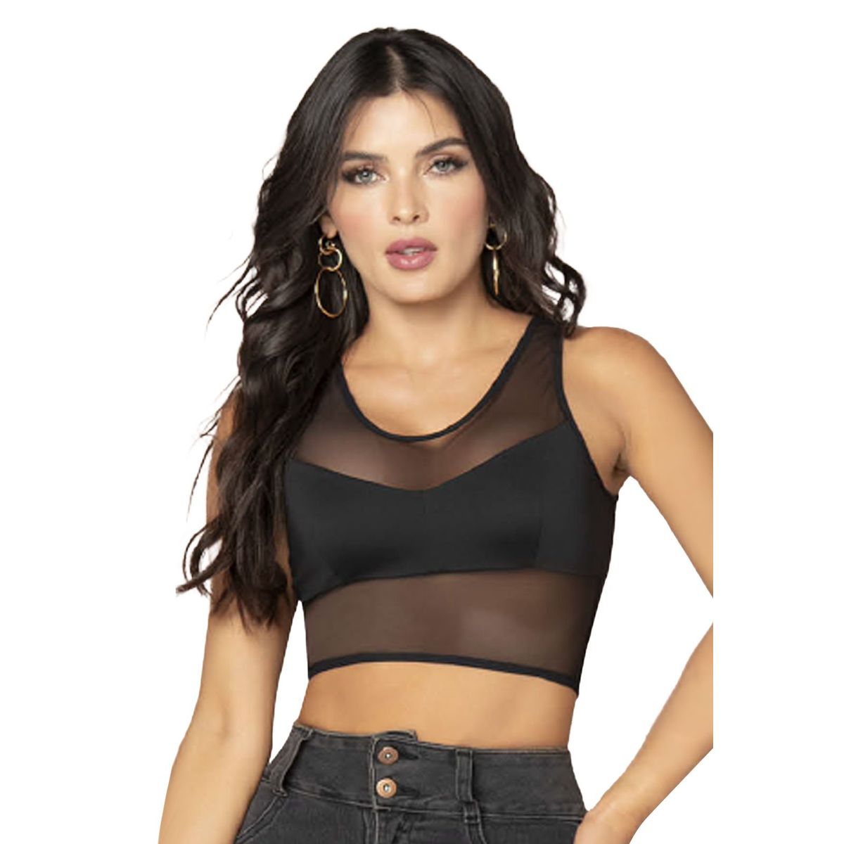 FORMAS INTIMAS - Crop Top Mujer Negro Fi 3590