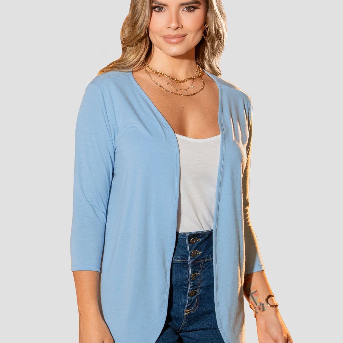 MARKETING PERSONAL - Cardigan Mujer Azul Claro Mp 105844