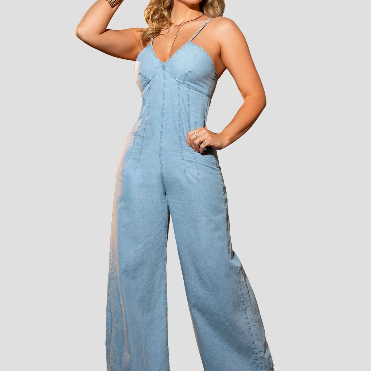 MARKETING PERSONAL - Enterizo Largo Mujer Azul Claro Mp 105871