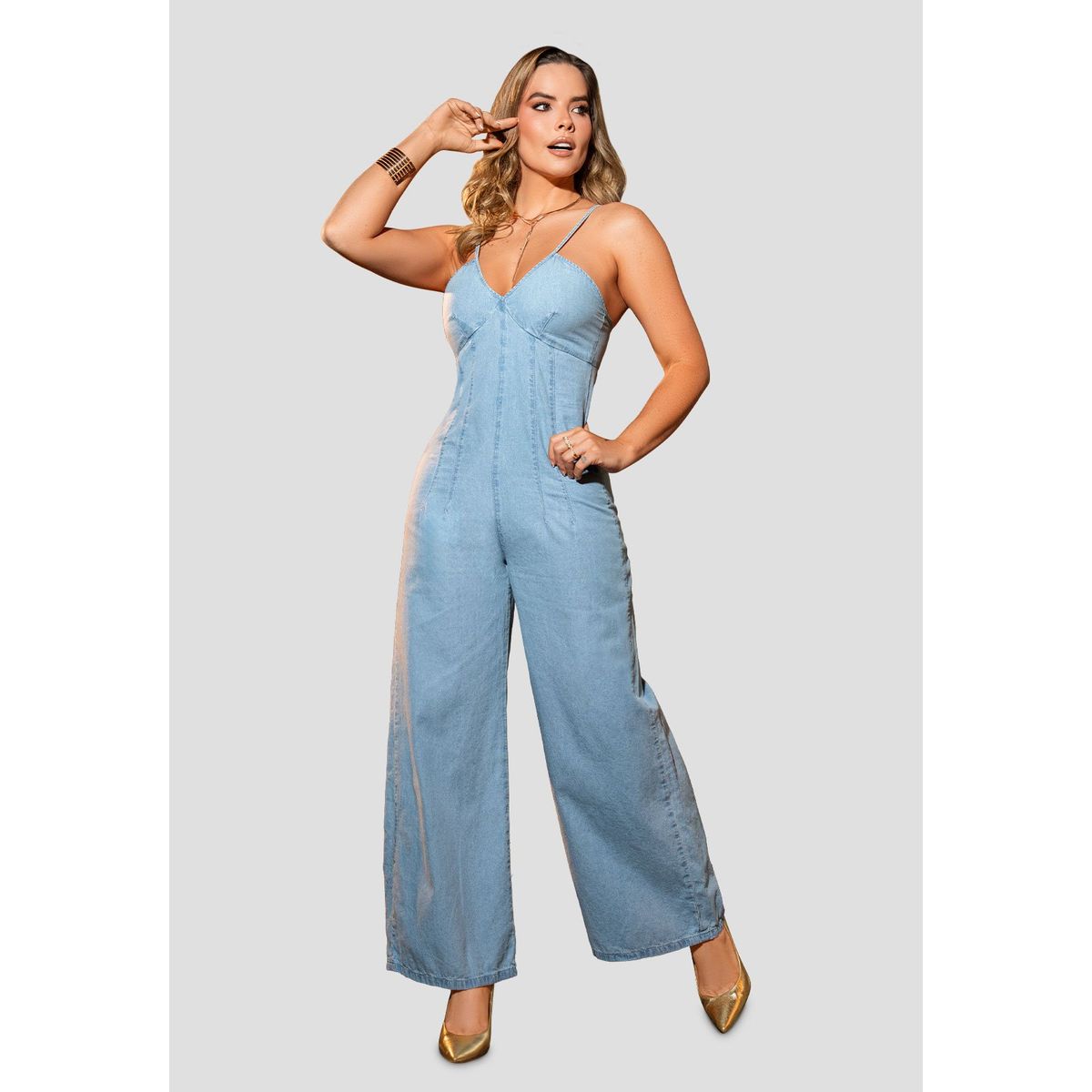 MARKETING PERSONAL - Enterizo Largo Mujer Azul Claro Mp 105871