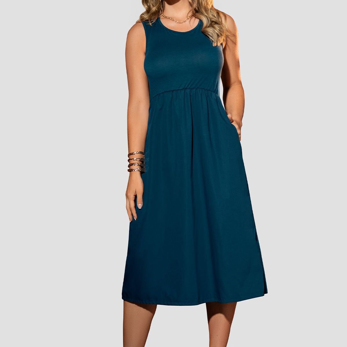 MARKETING PERSONAL - Vestido Mujer Azul Petroleo Oscu Mp 105804