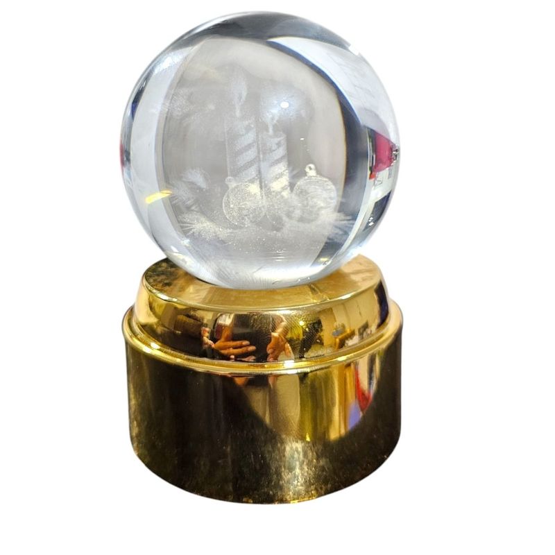 GENERICO - Lampara bola de cristal  giratoria 3D base dorada