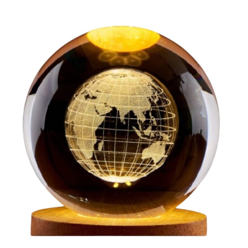 GENERICO - Lampara bola de cristal  8 cm interruptor de encendido 3d