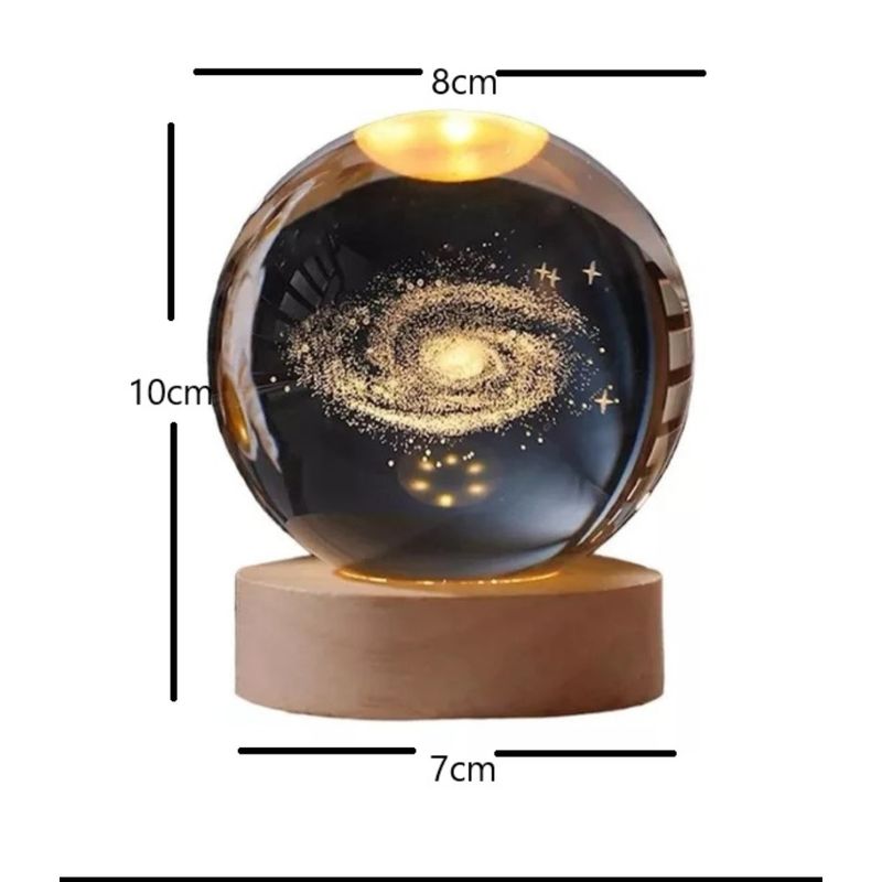 GENERICO - Lampara bola de cristal  8 cm interruptor de encendido 3d