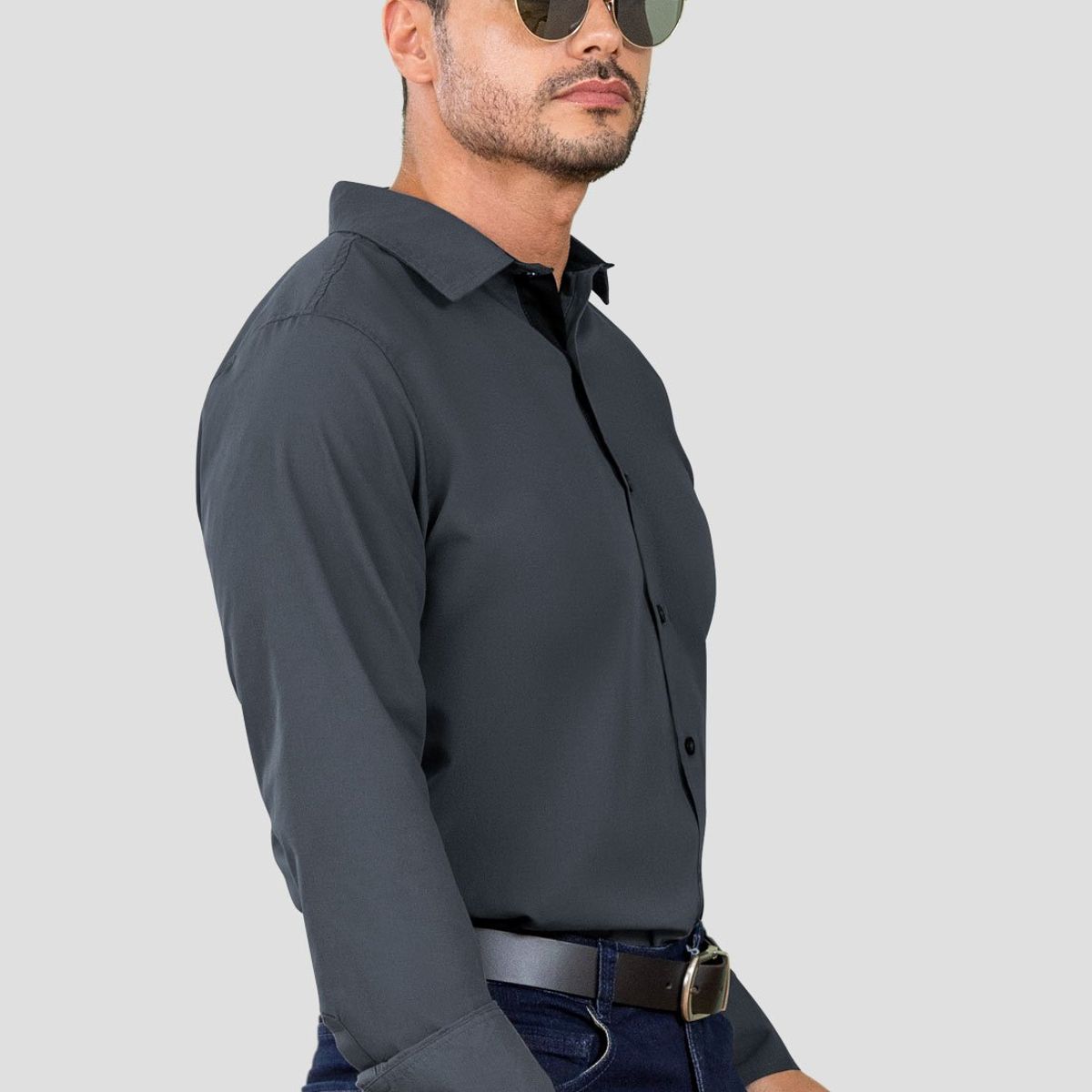 MARKETING PERSONAL - Camisa Hombre Gris Oscuro Mp 105653