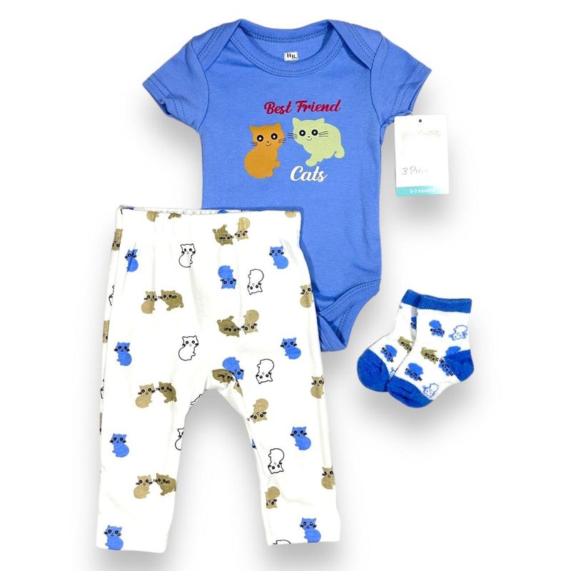 HUDSON - Conjunto 3 Pcs Ropa Para Bebe Niño Hudson baby 100% Algodon