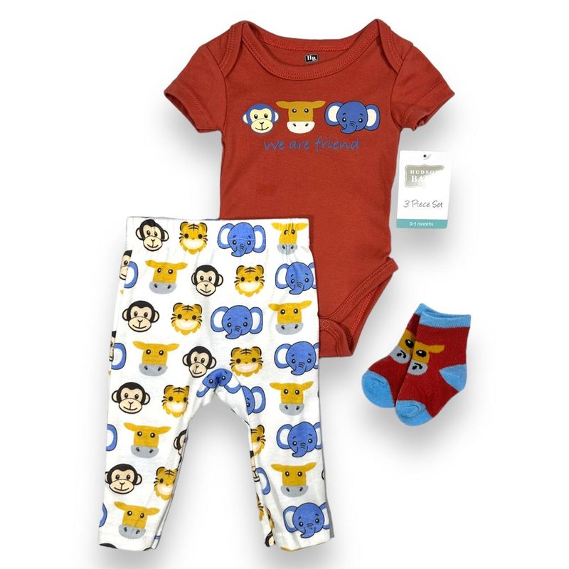 HUDSON - Conjunto 3 Pcs Ropa Para Bebe Niño Hudson baby 100% Algodon
