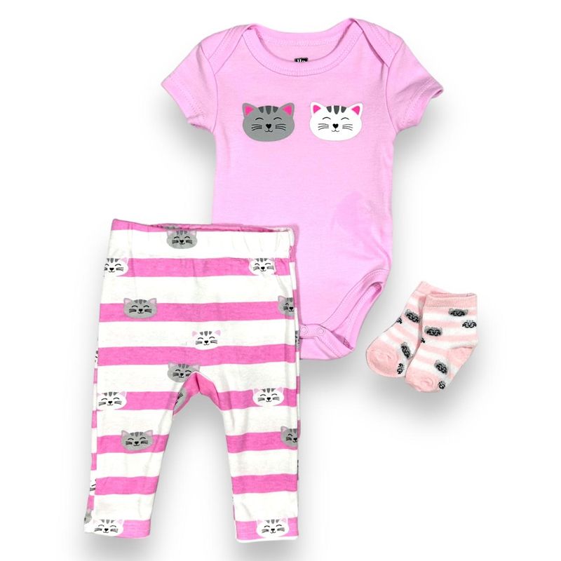 HUDSON - Conjunto 3 Pcs Ropa Para Bebe Niña Hudson baby 100% Algodon
