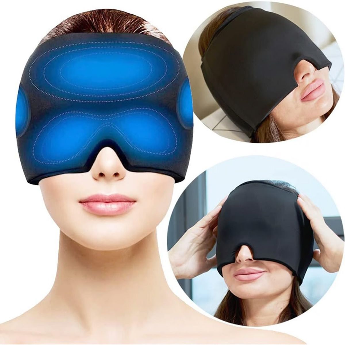 GENERAL - Banda Gel Alivio Migraña Dolor Cabeza Terapia Frio Calor Gorro