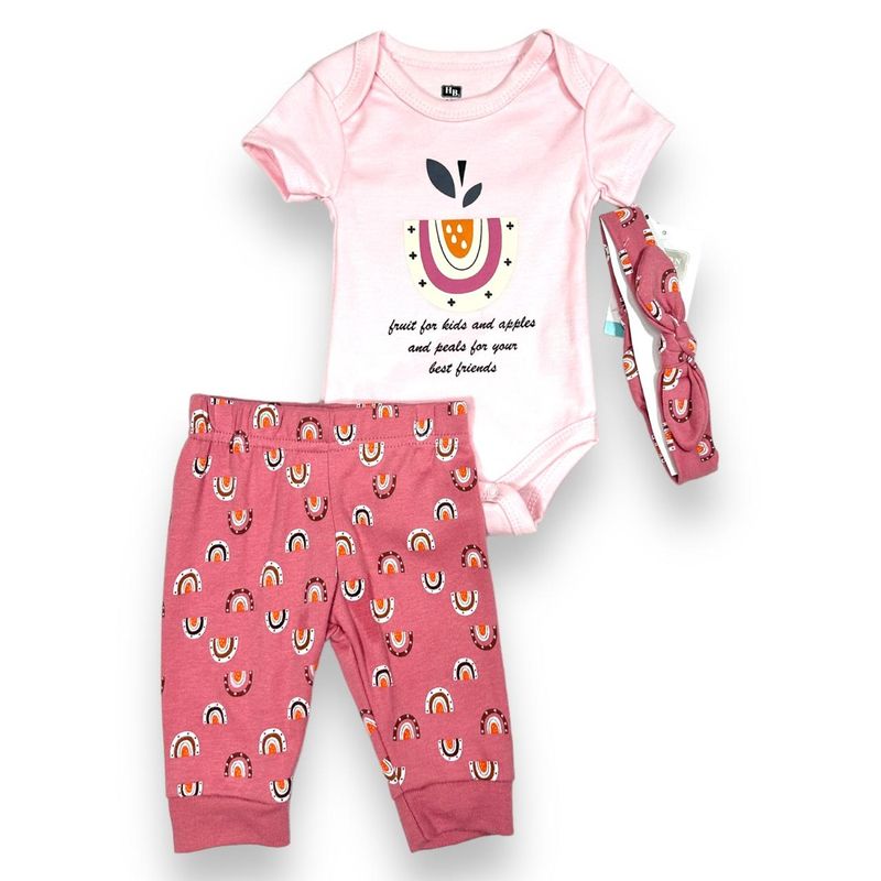 HUDSON - Conjunto 3 Pcs Ropa Para Bebe Niña Hudson baby 100% Algodon